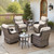 Luxury 6" Thick Cushioned Outdoor Swivel Rocker Patio Chairs Set of 4 with Side Table, High Back Wicker Furniture Set with Ergonomic Zone Back, Conversation Set for Deck Porch - Grey+Beige