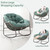 Outdoor Papasan Rocking Chair - Oversized Comfy Patio Chair Indoor Egg Royal Rattan Rocking Chair with Cushion for Front Porch Lounge Lawn Bedroom Living Room (Grass Green)