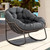 Oversized Papasan Rocking Chair - Outdoor Luxury Comfy Patio Chair Indoor Egg Royal Rattan Rocking Chair with Cushion for Front Porch Lounge Lawn Bedroom Living Room (Grey)