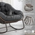 Oversized Papasan Rocking Chair - Outdoor Luxury Comfy Patio Chair Indoor Egg Royal Rattan Rocking Chair with Cushion for Front Porch Lounge Lawn Bedroom Living Room (Grey)