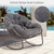 Oversized Papasan Rocking Chair - Outdoor Luxury Comfy Patio Chair, Indoor Egg Royal Rattan Rocking Chair with Strip Velvet Cushion for Front Porch Lounge Lawn Bedroom Living Room (Grey)