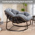 Oversized Papasan Rocking Chair - Outdoor Luxury Egg Chair Indoor Rattan Comfy Rock Chair with Cushion for Patio Garden Porch Lounge Lawn Bedroom Living Room (Grey Teddy)