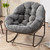 Oversized Papasan Rocking Chair - Outdoor Luxury Comfy Patio Chair Indoor Egg Royal Rattan Rocking Chair with Cushion for Front Porch Lounge Lawn Bedroom Living Room (Grey Velvet)