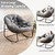 Oversized Papasan Rocking Chair - Outdoor Luxury Comfy Patio Chair Indoor Egg Royal Rattan Rocking Chair with Cushion for Front Porch Lounge Lawn Bedroom Living Room (Grey Velvet)