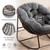 Oversized Papasan Rocking Chair - Outdoor Luxury Comfy Patio Chair Indoor Egg Royal Rattan Rocking Chair with Cushion for Front Porch Lounge Lawn Bedroom Living Room (Grey Velvet)