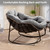 Oversized Papasan Rocking Chair - Outdoor Luxury Comfy Patio Chair Indoor Egg Royal Rattan Rocking Chair with Cushion for Front Porch Lounge Lawn Bedroom Living Room (Grey Velvet)