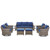 Wicker Patio Furniture Set-9 Pieces All-Weather Wicker Outdoor Furniture with Swivel Patio Chairs Outdoor Patio Conversation Sets for Garden Porch Deck Grey/Blue