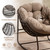 Oversized Papasan Rocking Chair - Outdoor Luxury Comfy Patio Chair Indoor Egg Royal Rattan Rocking Chair with Cushion for Front Porch Lounge Lawn Bedroom Living Room (Khaki)