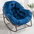 Oversized Papasan Rocking Chair - Outdoor Luxury Comfy Patio Chair Indoor Egg Royal Rattan Rocking Chair with Cushion for Front Porch Lounge Lawn Bedroom Living Room (Blue Velvet)