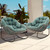 Oversized Papasan Rocking Chair - Outdoor Luxury Comfy Patio Chair Set of 2 Indoor Egg Royal Double Rattan Rocking Chair with Cushion for Front Porch Lounge Lawn Bedroom (Grass Green)