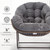 Oversized Papasan Rocking Chair - Outdoor Luxury Comfy Patio Chair Set of 2, Indoor Egg Royal Rattan Rocking Chair with Strip Velvet Cushion for Front Porch Lounge Bedroom Living Room (Grey)