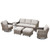 6 Piece Outdoor Patio Wicker Furniture Sets-High Back Outdoor Conversation Set Sectional Sofa with Wicker Swivel Rocker Patio Chairs,Thick Cushions Ottomans for Porch Balcony Patio Deck Grey/Beige