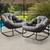 Oversized Papasan Rocking Chair - Outdoor Luxury Comfy Patio Chair Set of 2 Indoor Egg Royal Double Rattan Rocking Chair with Cushion for Front Porch Lounge Lawn Bedroom (Grey Velvet)