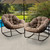 Oversized Papasan Rocking Chair - Outdoor Luxury Comfy Patio Chair Set of 2 Indoor Egg Royal Double Rattan Rocking Chair with Cushion for Front Porch Lounge Lawn Bedroom (Khaki)