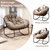 Oversized Papasan Rocking Chair - Outdoor Luxury Comfy Patio Chair Set of 2 Indoor Egg Royal Double Rattan Rocking Chair with Cushion for Front Porch Lounge Lawn Bedroom (Khaki)