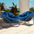 Oversized Papasan Rocking Chair - Outdoor Luxury Comfy Patio Chair Set of 2 Indoor Egg Royal Double Rattan Rocking Chair with Cushion for Front Porch Lounge Lawn Bedroom (Blue Velvet)