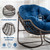 Oversized Papasan Rocking Chair - Outdoor Luxury Comfy Patio Chair Set of 2 Indoor Egg Royal Double Rattan Rocking Chair with Cushion for Front Porch Lounge Lawn Bedroom (Blue Velvet)