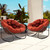 Oversized Papasan Rocking Chair - Outdoor Luxury Comfy Patio Chair Set of 2 Indoor Egg Royal Double Rattan Rocking Chair with Cushion for Front Porch Lounge Lawn Bedroom (Orange)