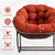 Oversized Papasan Rocking Chair - Outdoor Luxury Comfy Patio Chair Set of 2 Indoor Egg Royal Double Rattan Rocking Chair with Cushion for Front Porch Lounge Lawn Bedroom (Orange)
