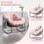 Oversized Papasan Rocking Chair - Outdoor Luxury Comfy Patio Chair Set of 2, Indoor Egg Royal Rattan Rocking Chair with Strip Velvet Cushion for Front Porch Lounge Bedroom Living Room (Pink)