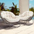 Oversized Papasan Rocking Chair - Outdoor Luxury Comfy Patio Chair Set of 2, Indoor Egg Royal Rattan Rocking Chair with Strip Velvet Cushion for Porch Lounge Bedroom Living Room (White)