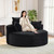 Oversized Round Chaise Longue Chair Indoor, Modern 55-inch Upholstered Corduroy Deep Seat Circle Single Cloud Lounge Floor Sofa Chair for Living Room, Bedroom Apartment, Black