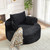 Oversized Round Chaise Longue Chair Indoor, Modern 55-inch Upholstered Corduroy Deep Seat Circle Single Cloud Lounge Floor Sofa Chair for Living Room, Bedroom Apartment, Black