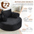 Oversized Round Chaise Longue Chair Indoor, Modern 55-inch Upholstered Corduroy Deep Seat Circle Single Cloud Lounge Floor Sofa Chair for Living Room, Bedroom Apartment, Black