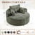 Oversized Round Chaise Longue Chair Indoor, Modern 55-inch Upholstered Corduroy Deep Seat Circle Single Cloud Lounge Floor Sofa Chair for Living Room, Bedroom Apartment, Green