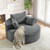 Oversized Round Chaise Longue Chair Indoor, Modern 55-inch Upholstered Corduroy Deep Seat Circle Single Cloud Lounge Floor Sofa Chair for Living Room, Bedroom Apartment, Grey