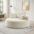 Oversized Round Chaise Longue Chair Indoor, Modern 55-inch Upholstered Chenille Deep Seat Circle Single Cloud Lounge Floor Sofa Chair for Living Room, Bedroom Apartment, Beige