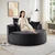 Oversized Round Chaise Longue Chair Indoor, Modern 55-inch Upholstered Chenille Deep Seat Circle Single Cloud Lounge Floor Sofa Chair for Living Room, Bedroom Apartment, Black