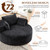 Oversized Round Chaise Longue Chair Indoor, Modern 55-inch Upholstered Chenille Deep Seat Circle Single Cloud Lounge Floor Sofa Chair for Living Room, Bedroom Apartment, Black