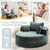 Oversized Round Chaise Longue Chair Indoor, Modern 55-inch Upholstered Chenille Deep Seat Circle Single Cloud Lounge Floor Sofa Chair for Living Room, Bedroom Apartment, Green