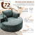 Oversized Round Chaise Longue Chair Indoor, Modern 55-inch Upholstered Chenille Deep Seat Circle Single Cloud Lounge Floor Sofa Chair for Living Room, Bedroom Apartment, Green
