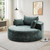 Oversized Round Chaise Longue Chair Indoor, Modern 55-inch Upholstered Chenille Deep Seat Circle Single Cloud Lounge Floor Sofa Chair for Living Room, Bedroom Apartment, Green