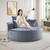 Oversized Round Chaise Longue Chair Indoor, Modern 55-inch Upholstered Chenille Deep Seat Circle Single Cloud Lounge Floor Sofa Chair for Living Room, Bedroom Apartment, Grey