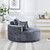 Oversized Round Chaise Longue Chair Indoor, Modern 55-inch Upholstered Chenille Deep Seat Circle Single Cloud Lounge Floor Sofa Chair for Living Room, Bedroom Apartment, Grey