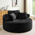 Oversized Round Chaise Longue Chair Indoor, Modern 55-inch Upholstered Terry Fabric Deep Seat Circle Single Cloud Lounge Floor Accent Chair for Living Room, Bedroom Apartment, Black