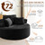Oversized Round Chaise Longue Chair Indoor, Modern 55-inch Upholstered Terry Fabric Deep Seat Circle Single Cloud Lounge Floor Accent Chair for Living Room, Bedroom Apartment, Black