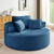 Oversized Round Chaise Longue Chair Indoor, Modern 55-inch Upholstered Terry Fabric Deep Seat Circle Single Cloud Lounge Floor Accent Chair for Living Room, Bedroom Apartment, Blue