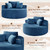 Oversized Round Chaise Longue Chair Indoor, Modern 55-inch Upholstered Terry Fabric Deep Seat Circle Single Cloud Lounge Floor Accent Chair for Living Room, Bedroom Apartment, Blue