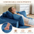 Oversized Round Chaise Longue Chair Indoor, Modern 55-inch Upholstered Terry Fabric Deep Seat Circle Single Cloud Lounge Floor Accent Chair for Living Room, Bedroom Apartment, Blue