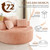 Oversized Round Chaise Longue Chair Indoor, Modern 55-inch Upholstered Terry Fabric Deep Seat Circle Single Cloud Lounge Floor Accent Chair for Living Room, Bedroom Apartment, Pink