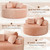 Oversized Round Chaise Longue Chair Indoor, Modern 55-inch Upholstered Terry Fabric Deep Seat Circle Single Cloud Lounge Floor Accent Chair for Living Room, Bedroom Apartment, Pink