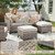 5 Pieces Outdoor Patio Furniture Set-All-Weather Wicker Patio Swivel Glider Chairs with 2 Ottoman and Glass Side Table, Patio Conversation Sets for Porch Balcony Deck - Beige/Grey