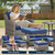3 Pieces Patio Furniture Sofa Set-Outdoor Wicker Patio Furniture Covered Couch with Multifunctional Ottoman and All-Weather Patio Conversation Set for Backyard Porch Garden Grey/Blue