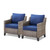 Patio Chairs Set of 2-All Weather Rattan Wicker Outdoor Chair with Thickened Cushions Outdoor Patio Chairs for Porch Deck Balcony Garden Grey/Blue