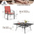 Patio Dining Set 9 Pieces, Outdoor Table and Chairs Set for 8, 8 x Red Textilene Dining Chair, 60" Square Metal Dining Table with 1.57" Umbrella Hole, for Lawn Garden Backyard Deck