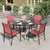 5 Pieces Patio Dining Set, Outdoor Table and Chairs Set for 4, 4 x Red Textilene Dining Chair and 42" Metal Round Table for Lawn Garden Backyard Deck